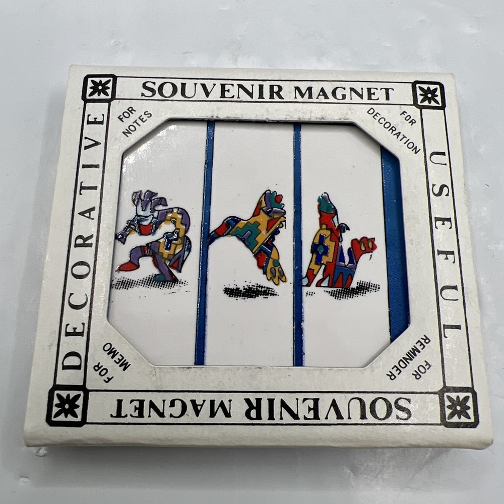 Vintage Peruvian Art Ceramic Tile Fridge Magnet Souvenir Llama Condor 2x2